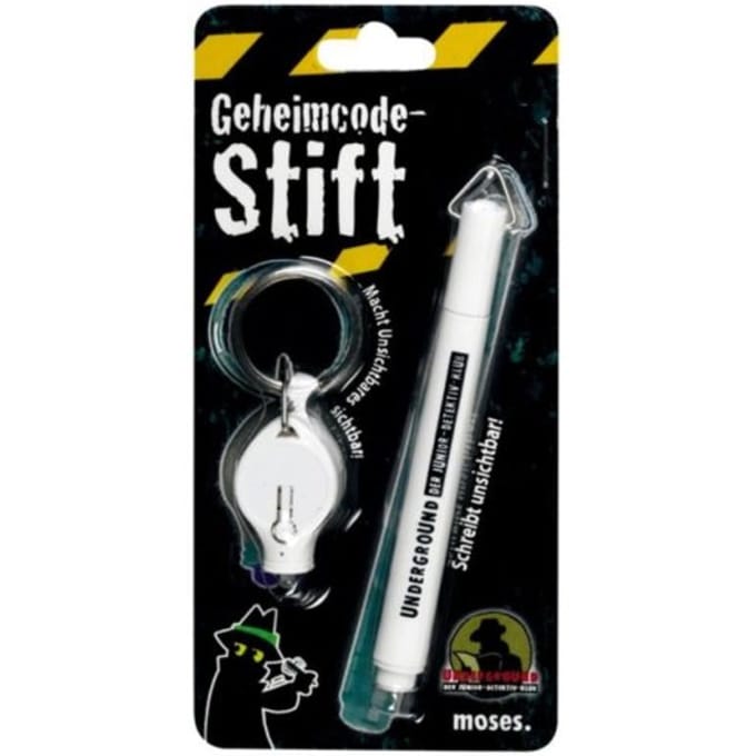 Moses Detective Geheimcodepen Met Uv-lamp 9,5 Cm Wit