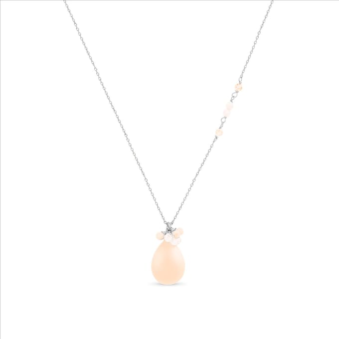 Luxeketting, metaallegering adak en oranje agaat gerhodineerd