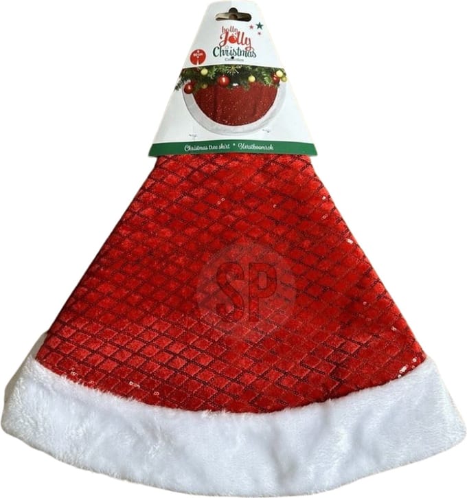 Home & Styling Kerstboomrok met pailletten - 46x44x5cm - Rood