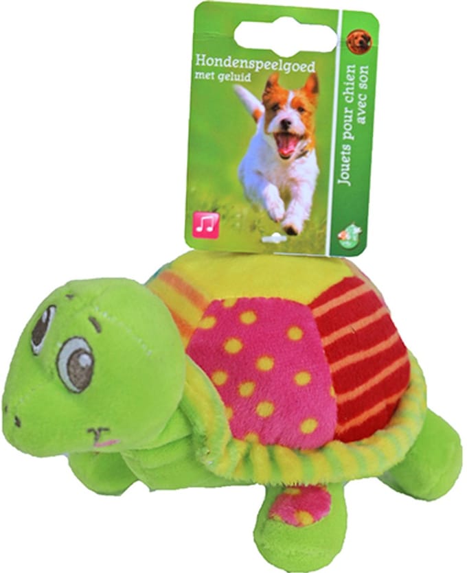 Boony hondenspeelgoed pluche schildpad, 16 cm met piep