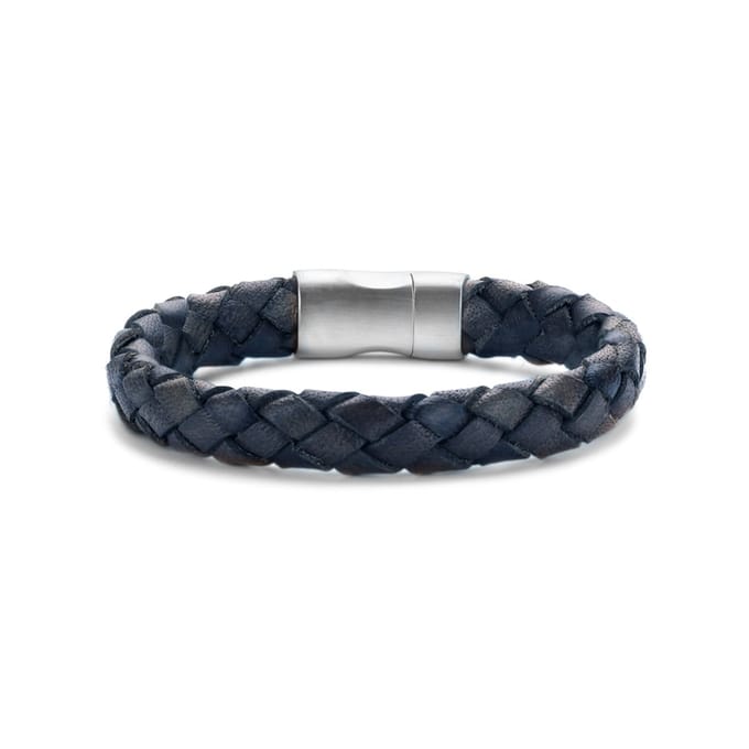 Frank 1967 bracelet blue braided leather 20cm ips