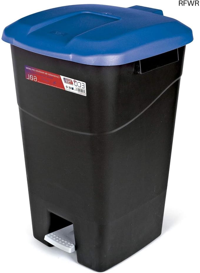 RFWR® Afvalemmer 60 liter met pedaal en blauw deksel