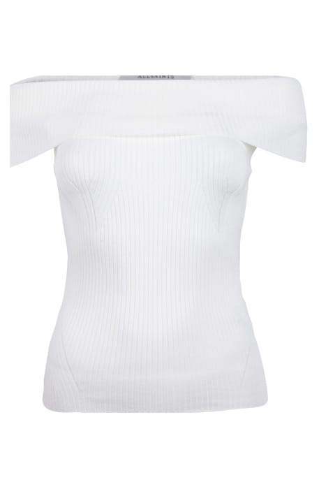 AllSaints Livia Top Chalk White Maat: L | Mouwloze Tops Outlet | Dames | Wit