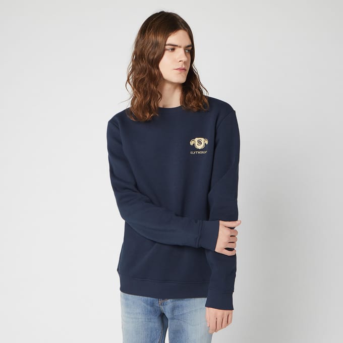 Harry Potter Slytherin Unisex Embroidered Sweatshirt - Navy - L