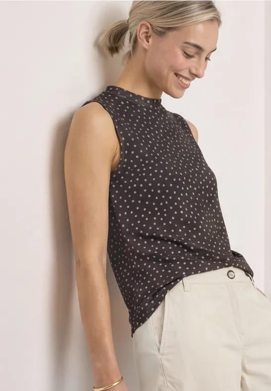 Turtleneck-top van mesh met print