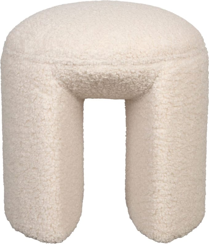 Housecraft Living Noxx Kruk/ Poef Teddy stof Wit