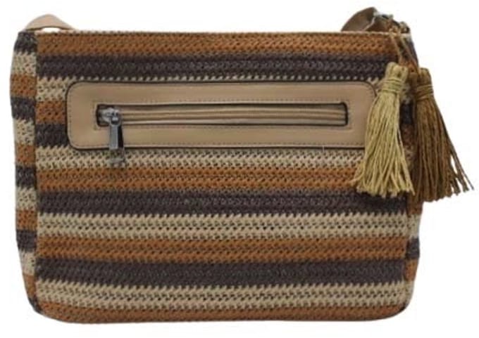 Schoudertas Dames Tas Cross Body Tas Bruin-Beige Gestreept