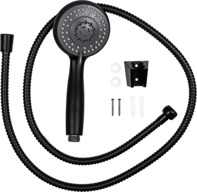 haushalt 33020 – douchekop met wandstang – mat zwart