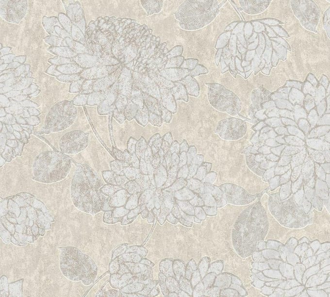 GROTE BLOEMEN BEHANG | Botanisch - beige wit - A.S. Création Attractive 2
