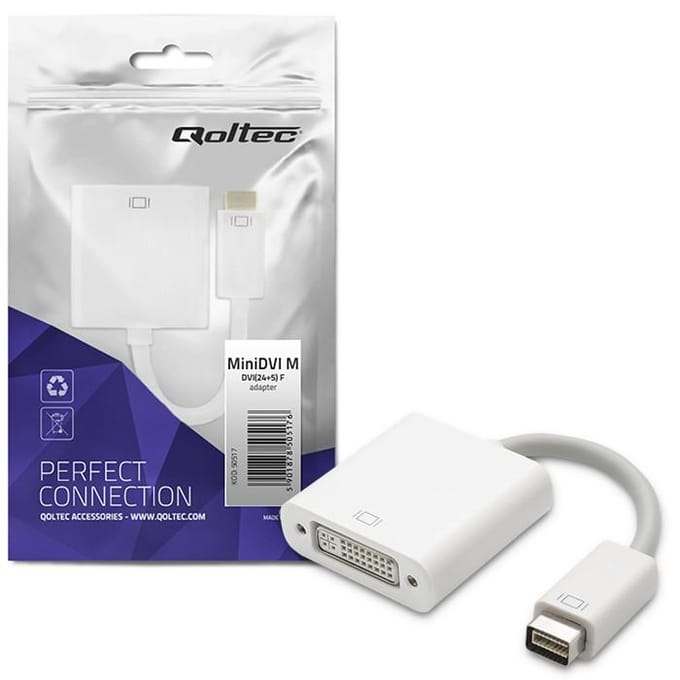 Qoltec Mini DVI naar DVI-adapter (24 + 5) |   Full HD |   0,16m