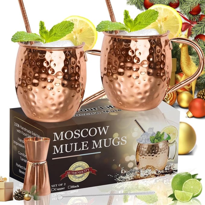 Koperen Mokken - Drankbekers - Koude Dranken Serveren - Set van 2 - 18 oz - Koperkleurig
