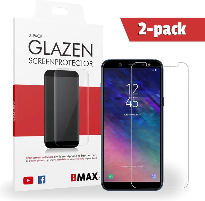 2-pack BMAX geschikt voor Samsung Galaxy A6 Plus Glazen Screenprotector | Beschermglas | Tempered Glass