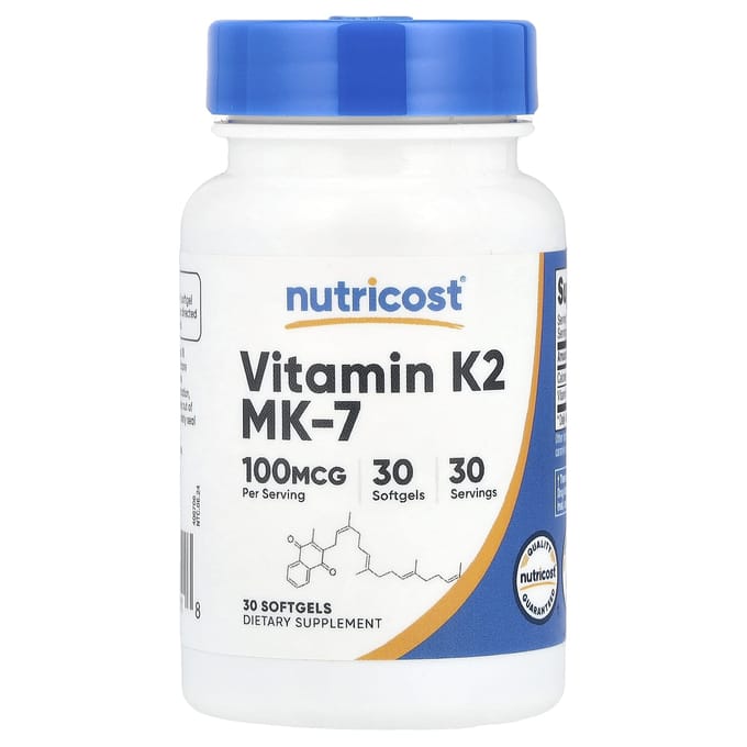 Nutricost, vitamine K2 MK-7, 100 mcg, 30 gélules