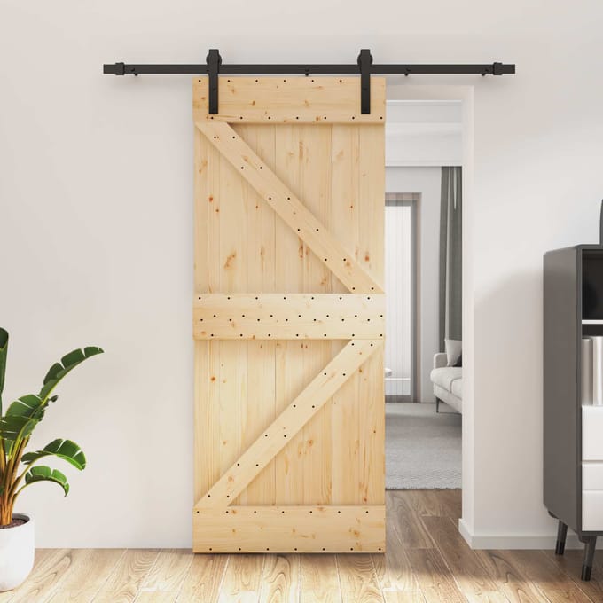 vidaXL - Schuifdeur - 85 - x - 210 - cm - Massief - Pine - Hout - (Onbehandeld)