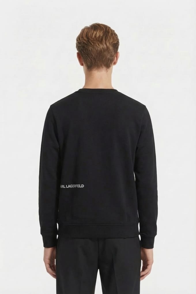 Karl Lagerfeld Black Sweat Crewneck Größe: L | Pullover Outlet | Herren | Schwarz