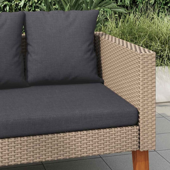 vidaXL - Tuinbank - 2-zits - met - kussens - poly - rattan - beige
