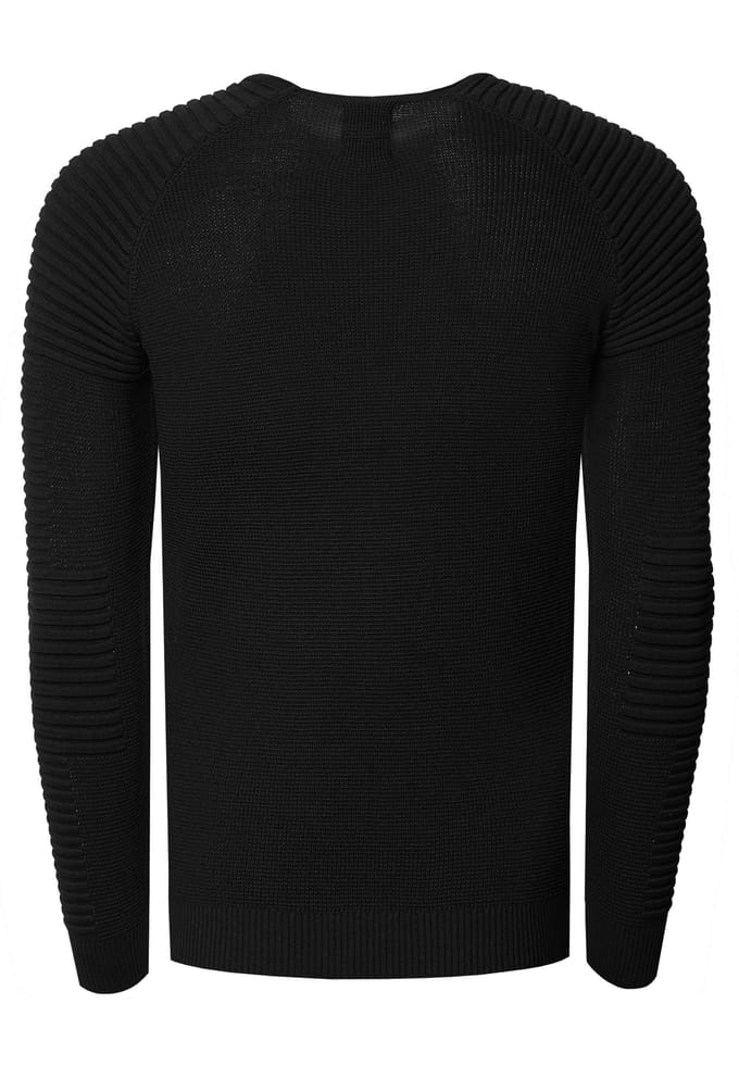 Slim fit fijngebreide biker trui met ronde hals