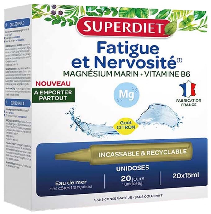 Superdiet Marine Magnesium + Vitamine B6 20 Eenmalige Dosis