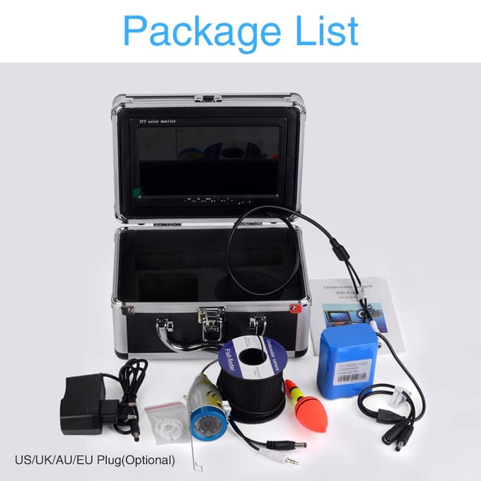 Caméra de pêche sous-marine avec moniteur LCD couleur 7  , étanche IP68 UK Plug noir