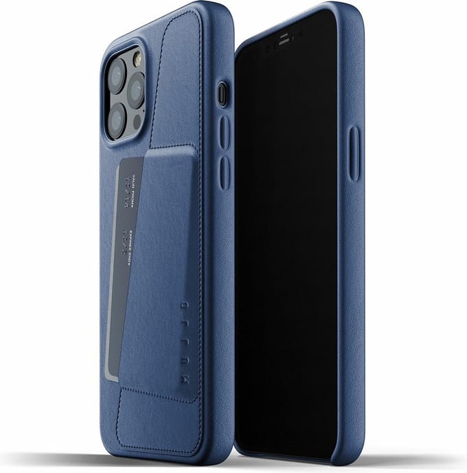 Mujjo - Leather Wallet iPhone 12 Pro Max - Blauw