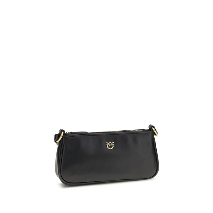 PINKO schoudertas Half Moon Horizontal Mini Vite Black + Antique Gold zwart