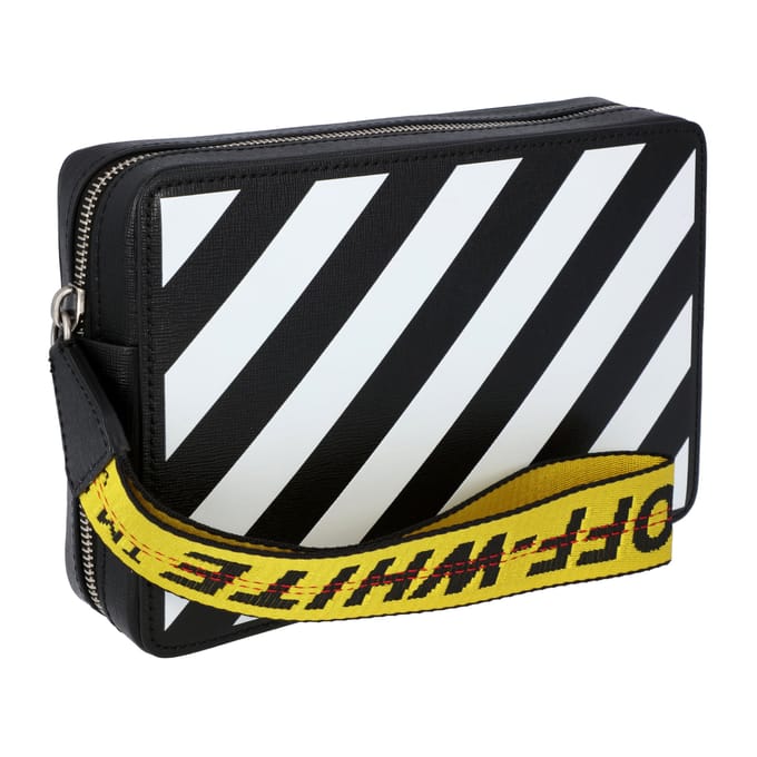 Off White Diagonale Tas in Zwart en Wit
