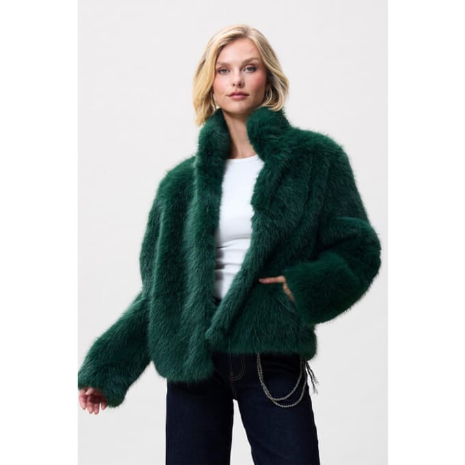 Catwalk Junkie Fur Jacket Jassen Dames - Winterjas - Groen - Maat 34