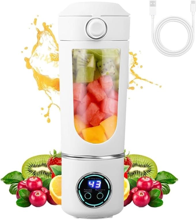 Draagbare Mixer - Smoothie Maker Mini Blender - Gezonde Dranken Maken - 12 Roestvrijstalen Messen - 700 ml - Wit