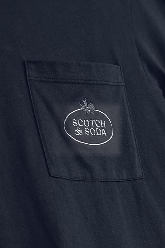 Scotch & Soda Garment Dyed Ss Pocket Tee Dark Blue Taglia: M | Magliette basic Outlet | Uomo | Blu