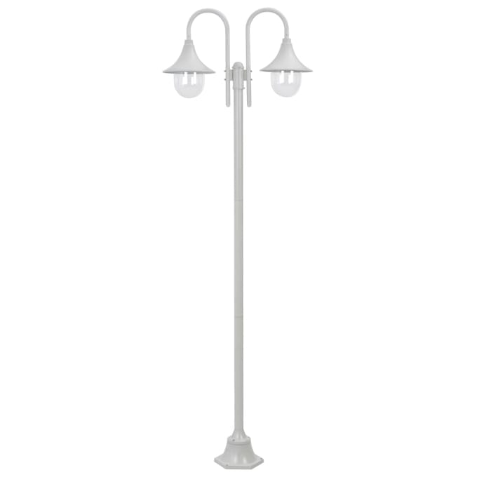 vidaXL Paalverlichting tuin E27 220 cm aluminium wit 2-delig
