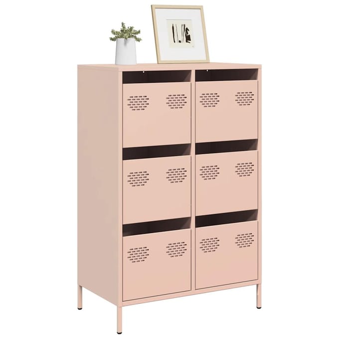 vidaXL - Hoge - kast - 68x39x101,5 - cm - staal - roze