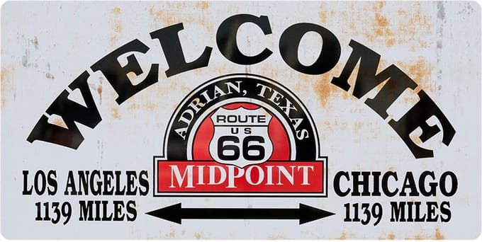 Signs USA - retro wandbord - dibond - Midpoint Route 66 - 60 x 30 cm