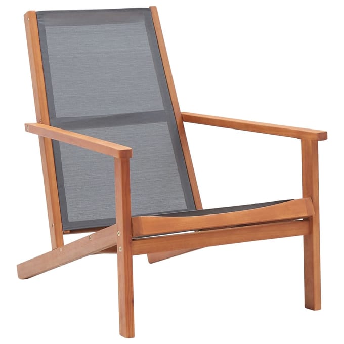 vidaXL - Loungestoel - massief - eucalyptushout - en - textileen - grijs