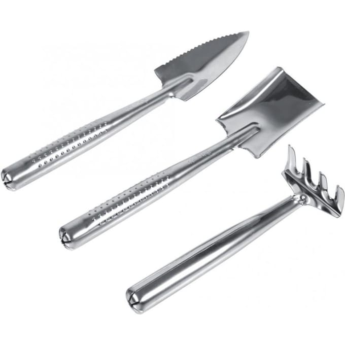 Ensemble de Truelles de Jardin 3 Pièces Mini Truelle en Acier Inoxydable Fourche à Désherber et Truelle à Transplanter Ensemble d'Outils à Main gray