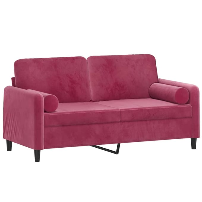 vidaXL - Tweezitsbank - met - sierkussens - 140 - cm - fluweel - wijnrood