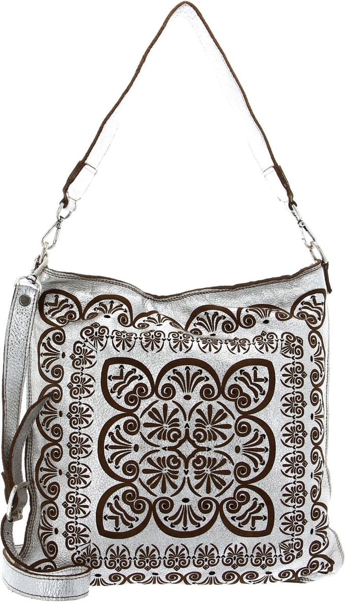 CATERINA LUCCHI Leren Schoudertas Peperomia Shoulder Bag Argento + T / Cognac Zilverkleurig