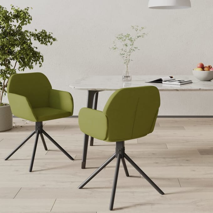 vidaXL - Eetkamerstoelen - draaibaar - 2 - st - fluweel - lichtgroen