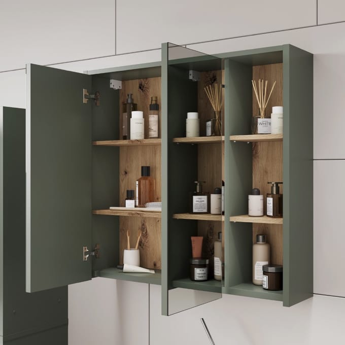 Vicco Viola Badkamerspiegelkast – 80 x 75 cm met open vakken Groen/Kunstzinnig