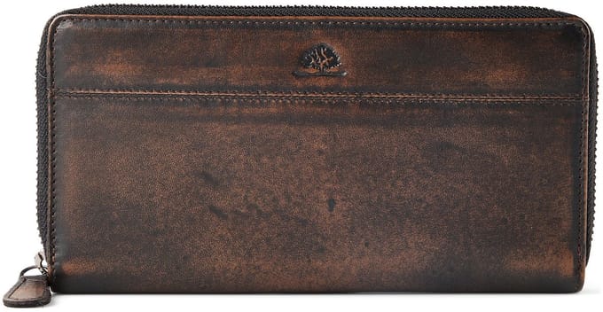 GREENBURRY portemonnee Destressed RV-Long Wallet RFID Teak Brown donkerbruin