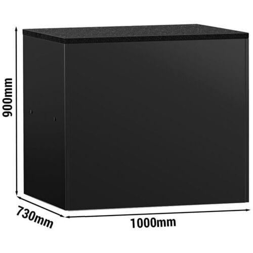 GGM Gastro Kassentisch MADRID - 1000mm - Arbeitsplatte aus schwarzem Marmor - Schwarz Matt