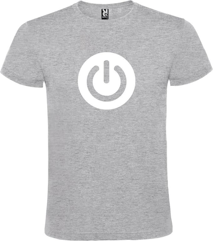 Grijs T-shirt ‘Power Button’ Wit Maat M