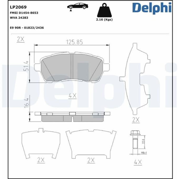 Remblokset DELPHI LP2069, voor