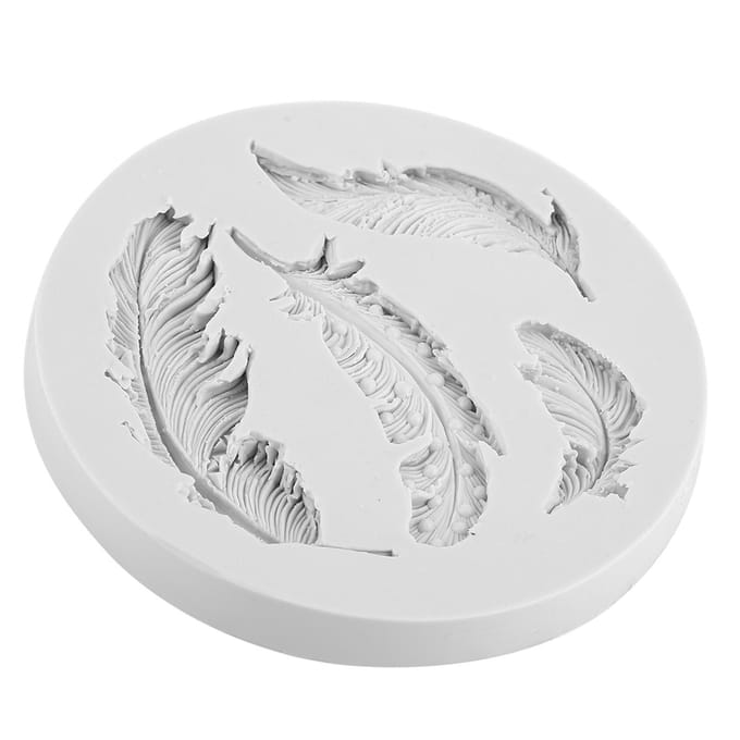 Moule en Silicone DIY Forme Plume pour Décoration de Gâteau Fondant Moule à Chocolat Outil white
