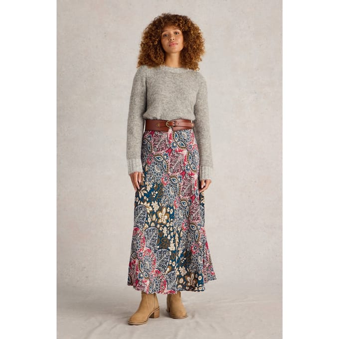 White Stuff Hope Bias Cut Maxi Skirt Teal Print Größe: 8 REGULAR | Maxiröcke Outlet | Damen | Cyan