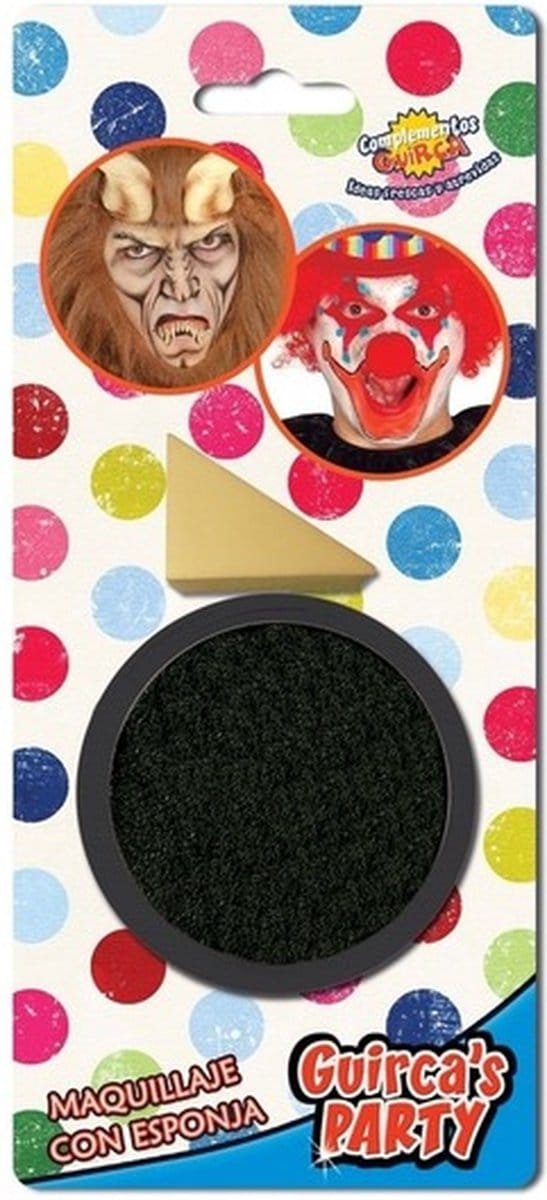 Zwarte schmink op waterbasis 9 gram inclusief spons - Halloween/carnaval make-up/schmink
