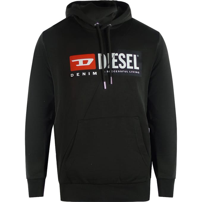 Diesel Denim Division Snijd Logo Zwarte Hoodie