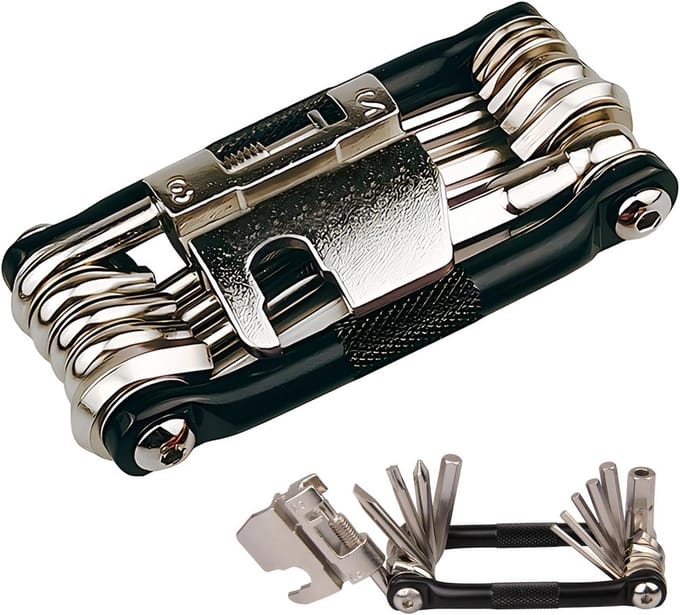 Fiets multitool - Reparatieset - Onderweg repareren - 17 functies - Compact formaat - Zwart