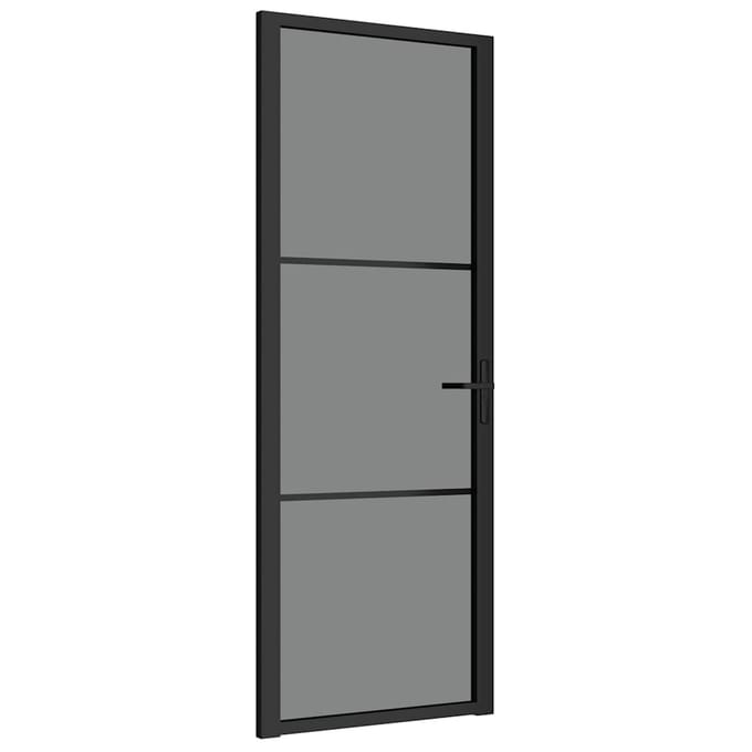 vidaXL - Binnendeur - 76x201,5 - cm - ESG-glas - en - aluminium - zwart
