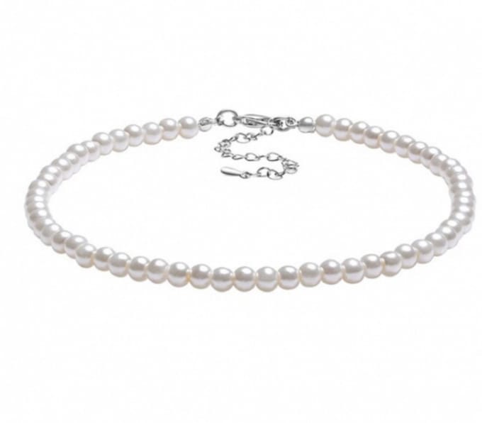 Ketting-Parel-4 mm-Wit-Zilverkleur-37 cm synthetische