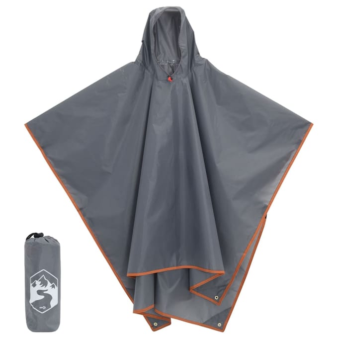 vidaXL - Regenponcho - met - capuchon - 2-in-1 - ontwerp - 223x145 - cm - grijs - oranje
